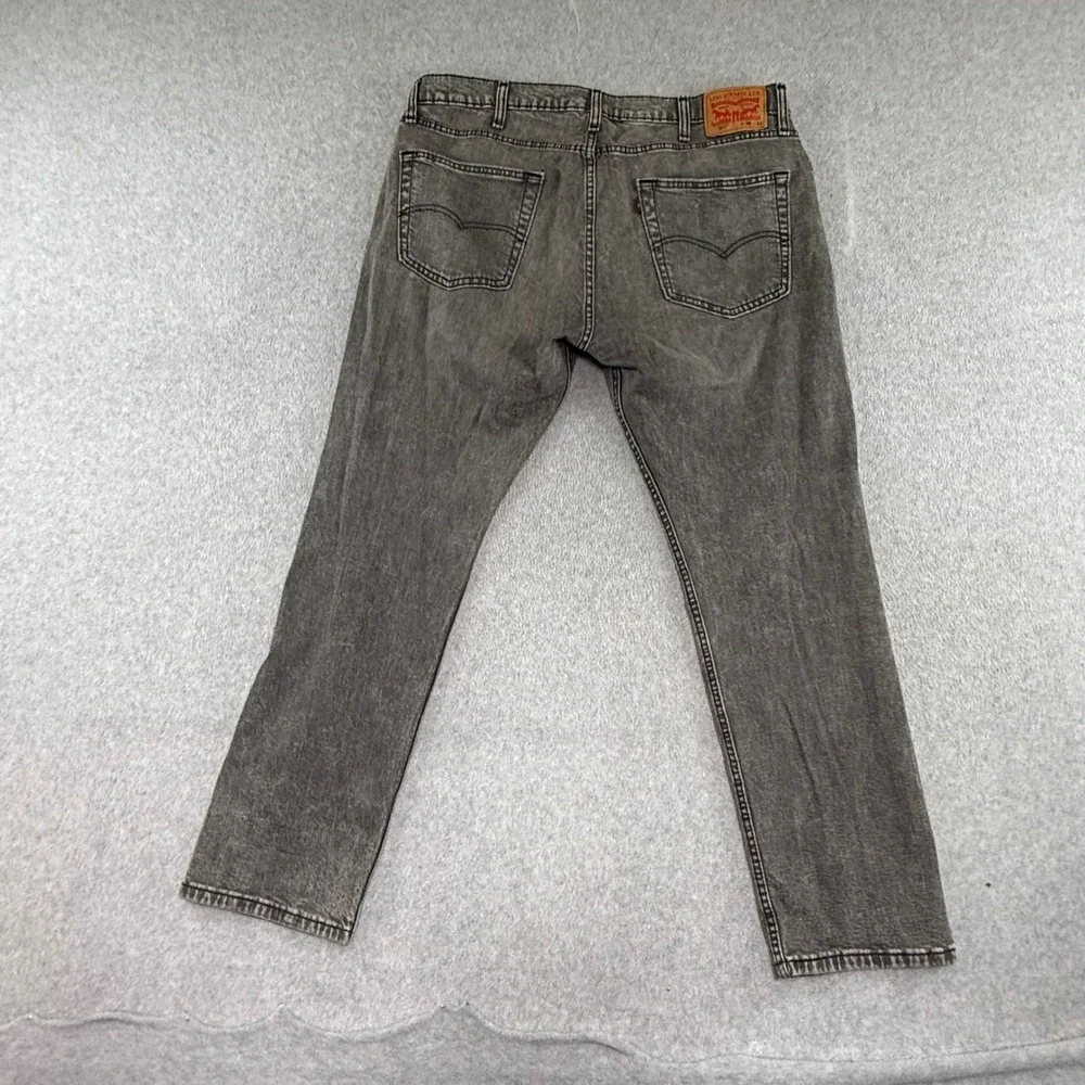 Levi's 502 Slim Straight Jeans Mens 38x32 Gray Acid Wash Stretch Denim